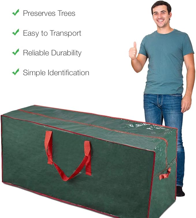 Propik Christmas Tree Storage Bag | Fits Up to 9 Ft. Tall Disassembled Tree | 65” X 15” X 30” Holiday Tree Storage Case | Xmas Storage Container with Handles and Sleek Zipper (Green)