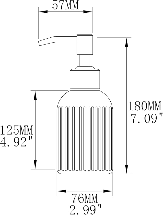 16Oz Bathroom Glass Soap Dispenser with Black Rust Proof Pump,Premium Kitchen Soap Dispenser with Vertical Stripe, Lotion Dish Dispenser for Modern Home Decor, Countertop, Hotel
