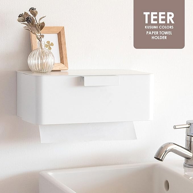 Miyatake Seisakusho Paper Towel Holder, TEER (Teal) Easy to Install Just Screw on The Wall, TH-1600K, Milk