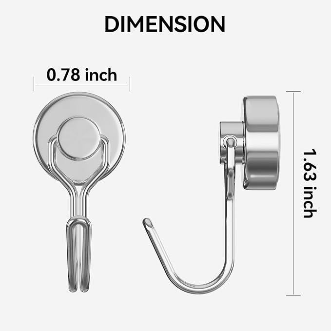 Tohoer Magnetic Hooks, Neodymium Magnet Hook Heavy Duty 30LBS with Rust Proof for Cruise Essentials, Indoor Outdoor Hangers Hanging, Refrigerator, Fridge, Grill, Tools, Kitchen, Key Holders, Storage