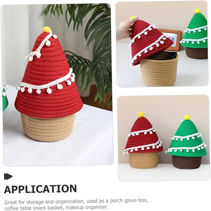 SOLUSTRE Cartoon Christmas Tree Storage Basket Thread Decorative Organizer for Toys and Sundries for Holiday and Everyday Use Lightweight and Stylish Design