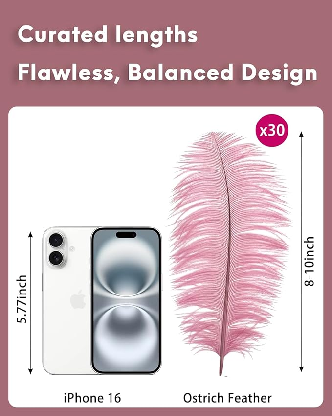 30pcs Old Pink Ostrich Feathers Natural Bulk 8-10inch(20-25cm) Vase Craft Wedding Home Party Centerpieces Christmas Day Decoration