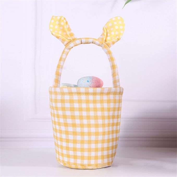 Colorful Striped Easters Basket Checkered Pattern Foldable Reusable Holiday Decors Storage Bin Striped Basket Party Supplies