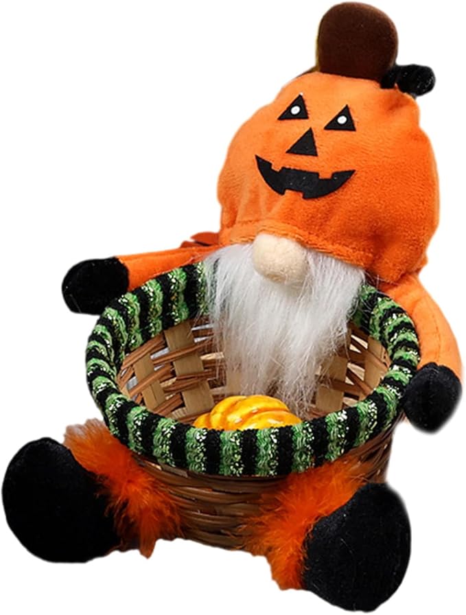 Stylish Decorated Round Basket Portable for Halloween Celebration and Enthusiasts Home Decoration Accessory Home Storage Basket