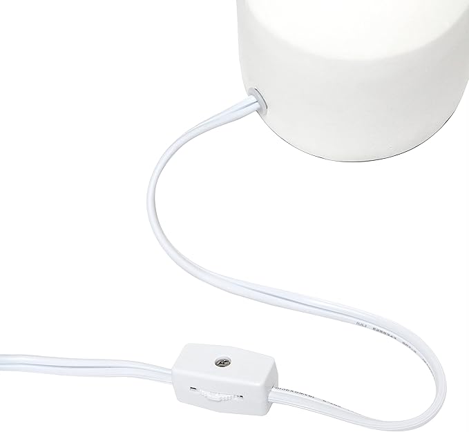 Simple Designs LT2080-OFF Mini Bocksbeutal Concrete Table Desk Lamp with Tapered Drum Fabric White Shade, Off White (Pack of 12)