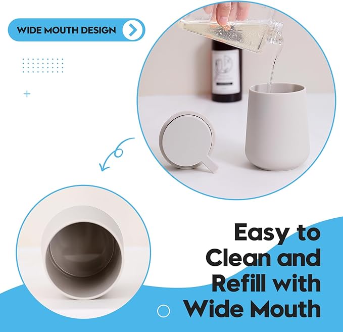YAUKPH Matte Beige Foaming Hand Soap Dispenser Plastic 11 oz - Modern Minimalist Style for Bathroom & Kitchen Countertop Refillable