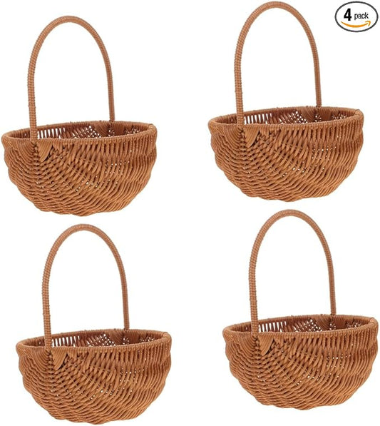 Luxshiny 4pcs Rectangular Mini Easter Basket Woven Storage Holder with Handle for Candy Cookies and Home Decoration for Boys and Girls and Friends Adds Natural Atmosphere