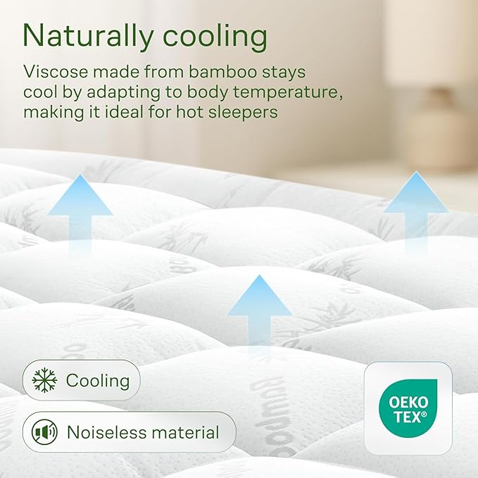 Niagara Ultra Soft Twin XL Size Mattress Topper - Viscose Made from Bamboo Pillow Top Mattress Pad for Back Pain Relief - Naturally Cooling for Hot Sleepers, fits 6-18" Mattress, 600GSM, White