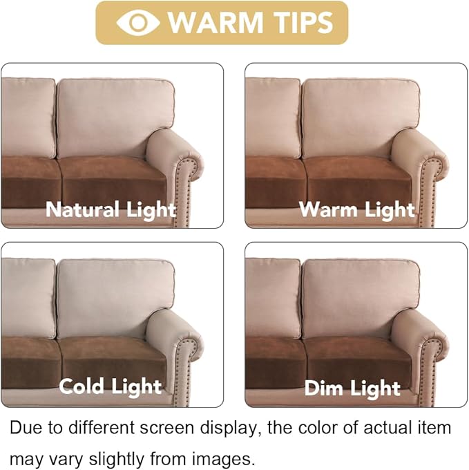 H.VERSAILTEX Velvet Stretch Couch Cushion Cover Plush Cushion Slipcover for Chair Loveseat Sofa Cushion Furniture Protector Seat Cushion Sofa Cover (3 Piece XL Sofa Cushion Covers, Caramel Cafe)