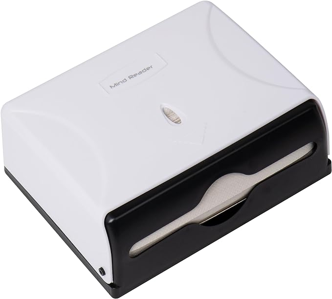 Mind Reader Paper Towel Dispenser, Tri-Fold Towel Holder, Restroom, Wall Mount, Bathroom, White