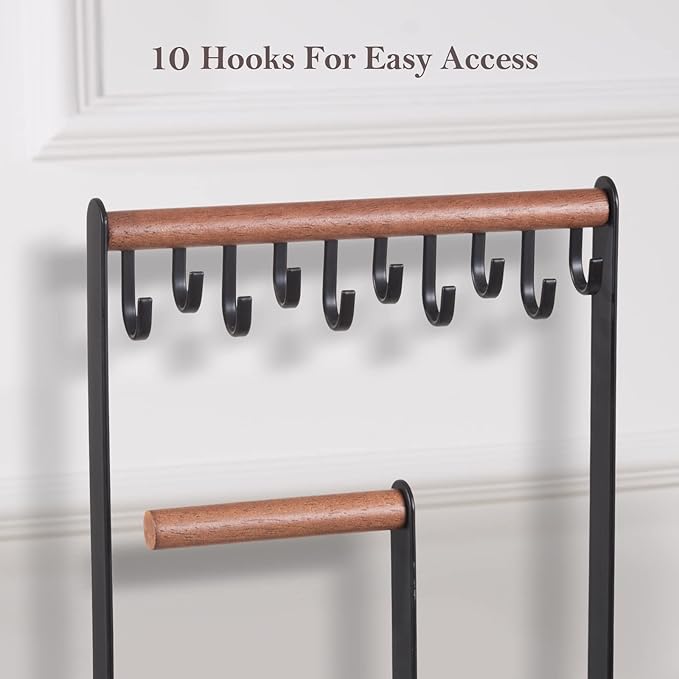 ProCase Jewelry Stand Holder Organizer, 4-Tier Necklace Holder with Ring Tray, 10 Hooks Necklaces Hanging Small Jewelry Display Storage Tower Tree for Bracelets Earrings Watches -Medium, Black
