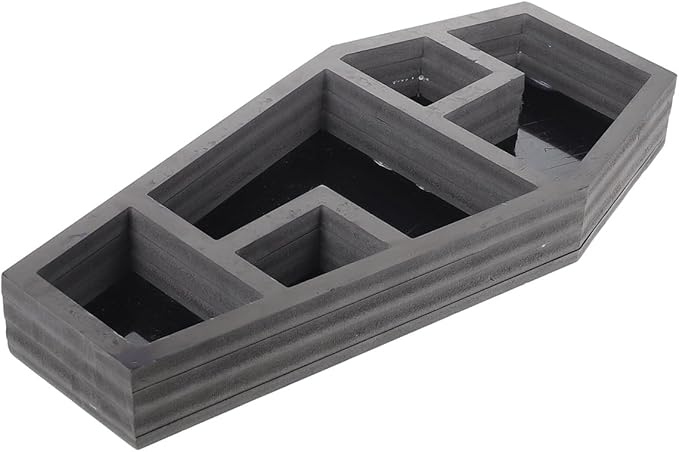 Desktop Organizer Coffin Shaped Storage Rack Gothic Display Shelf for Halloween Decor Unique Storage for Candles Books and Figurines Durable Design