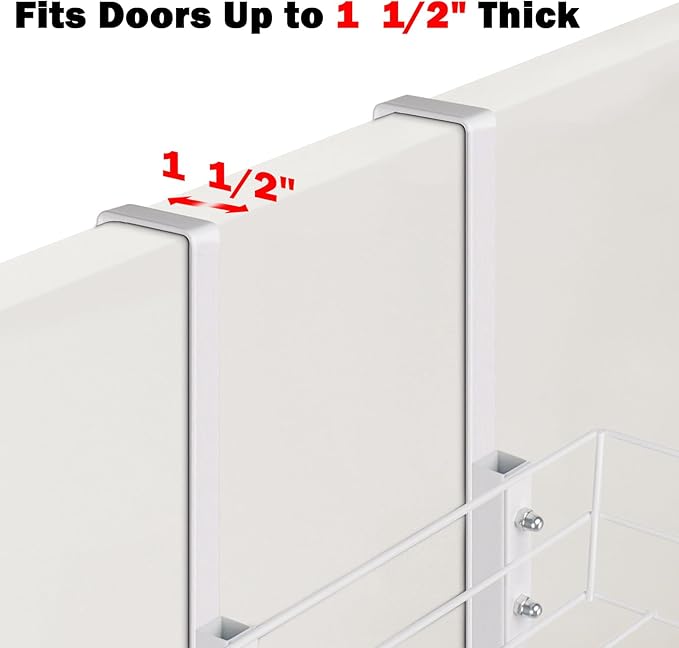 HarJue Over The Door Towel Racks, No Drill Towel Storage with Basket & Hooks, Space-Saving Multi-Functional Towel Holder for Bathrooms, bedrooms, Apartments, RVs (White, 5 Tier)