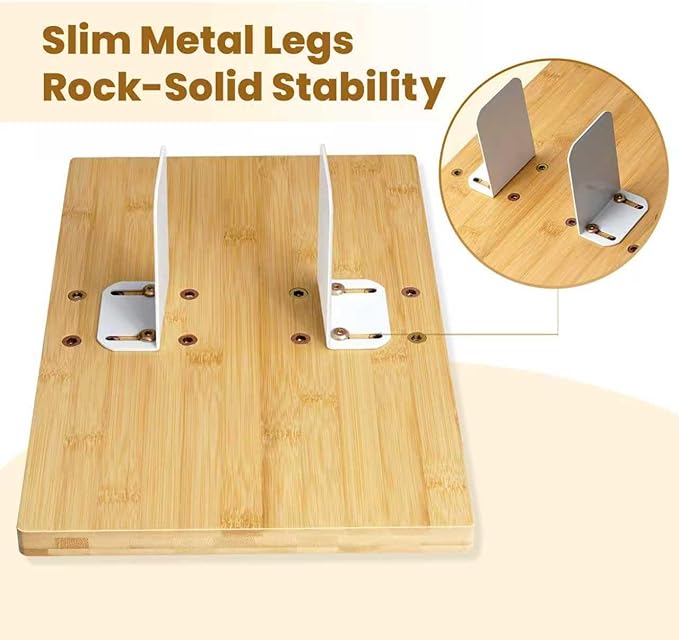 2-in-1 Couch Cup Holder Tray with Metal Legs, Bamboo Couch Armrest Table with Detachable Cup Holder, Adjustable 2–9.85 Inch Fit, Extra Stable Sofa Arm Tray for Living Room & Recliner