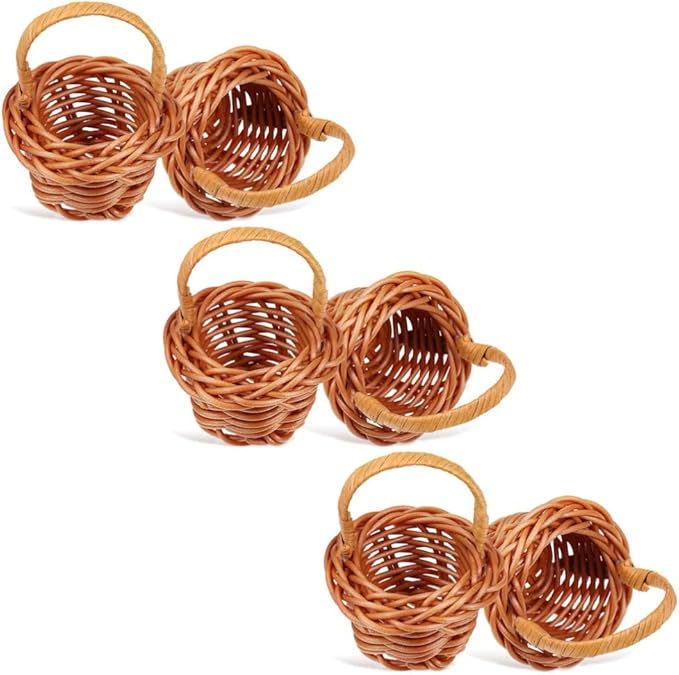 Cabilock 12pcs Mini Woven Basket with Handles Miniature Storage Basket Farmhouse Desktop Decorative Accessories for Wedding Party Favors Tree Hanging Ornaments Crafts,