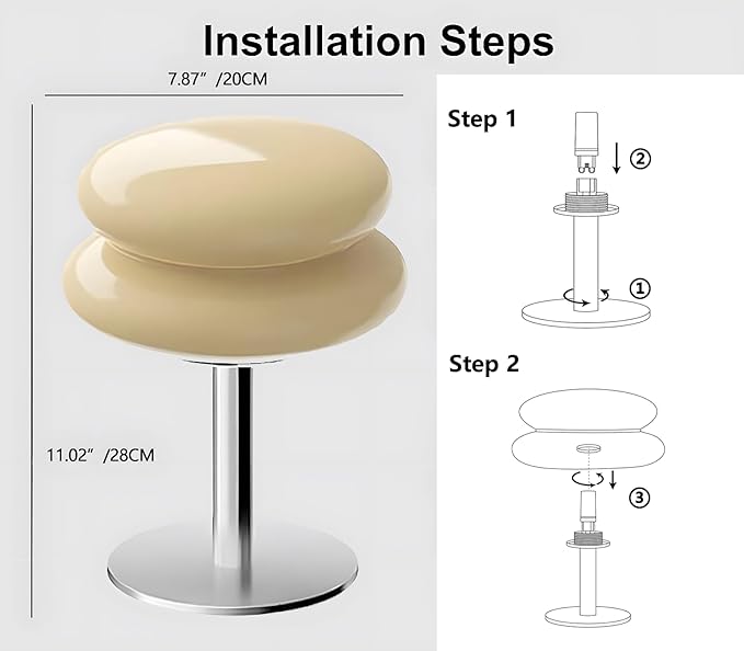 Glivpny Mushroom Lamp Table Lamp for Night Stands,Mid Century Modern Desk Lamps for Bedroom, Vintage Dimmable Bedside Small Lamps, Cute Cool Home Room Aesthetic Decor for Living Room(Cream)