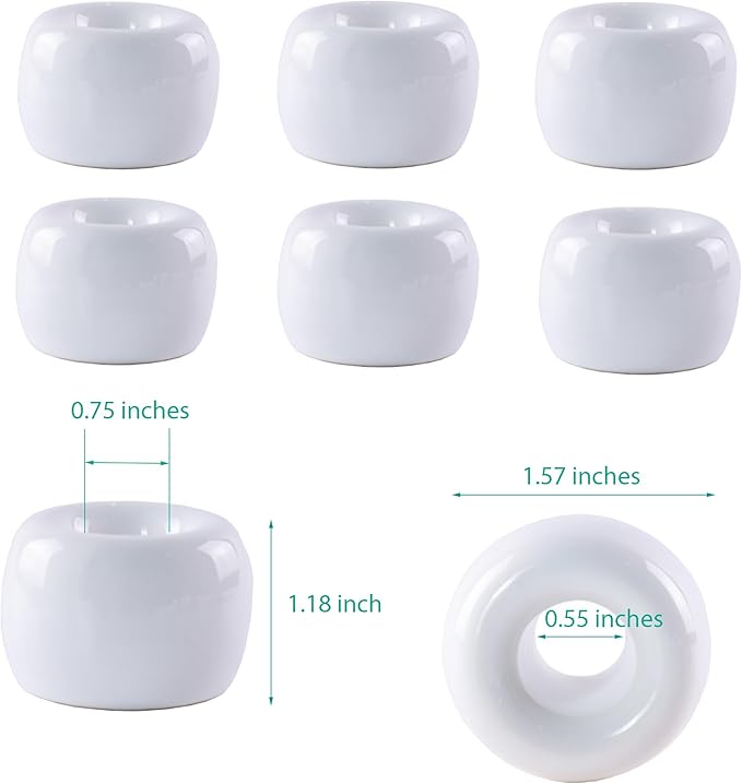 NiuYichee Set of 6 Sleek Mini Ceramics Toothbrush Holder, Small Ceramic Ring, Perfect Size for Bathroom Vanity Countertops