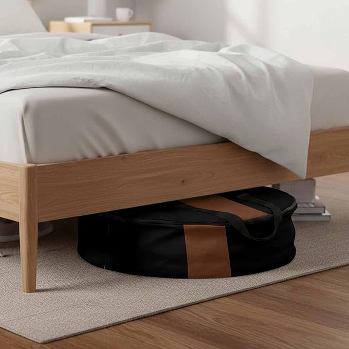 Storage Bag Brown Black Round Storage Totes Bins Closet Organizers with Zippers & Handle Boho Style Clothes Storage Container for Bedroom Dorm Space Saving Packing Supplies Moving Bags