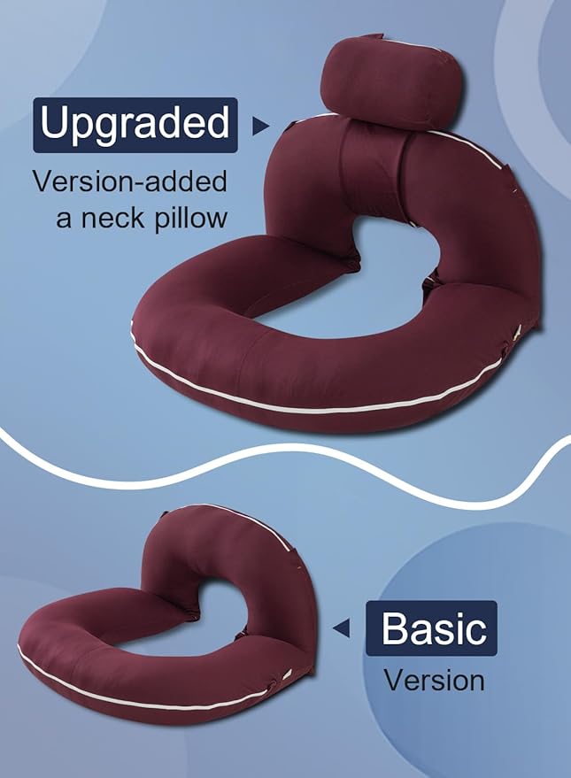 INSEN Reading Pillow, Back Pillow for Sitting in Bed for Reading, Nurse & Relax, Reading Pillow for Adults, Moms & Kids, Sit Up Pillow for Bed, Dark Purple