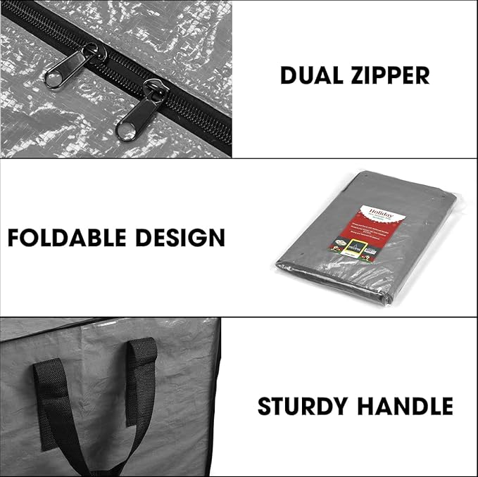 Artificial Tree Storage Bag By ProPik | Perfect for Disassembled Tree | 65” X 15” X 30” Holiday Tree Storage Case | Xmas Storage Container with Handles and Sleek Zipper (9ft, Gray)