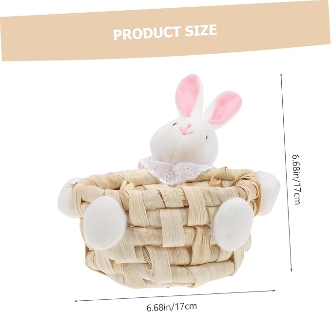 STOBAZA Lovely Bunny Storage Basket Color Easter Ornament for Home Decor Woven Design for Party Props and Egg Storage Adds Festive Charm to Any