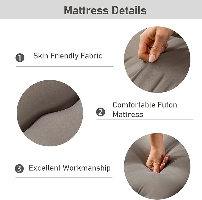 MAXYOYO Cot Japanese Floor Futon Mattress, Single Size Tatami Mat Sleeping Pad Foldable Roll Up Boys Girls Narrow Mattress Lounger Pillow Couch