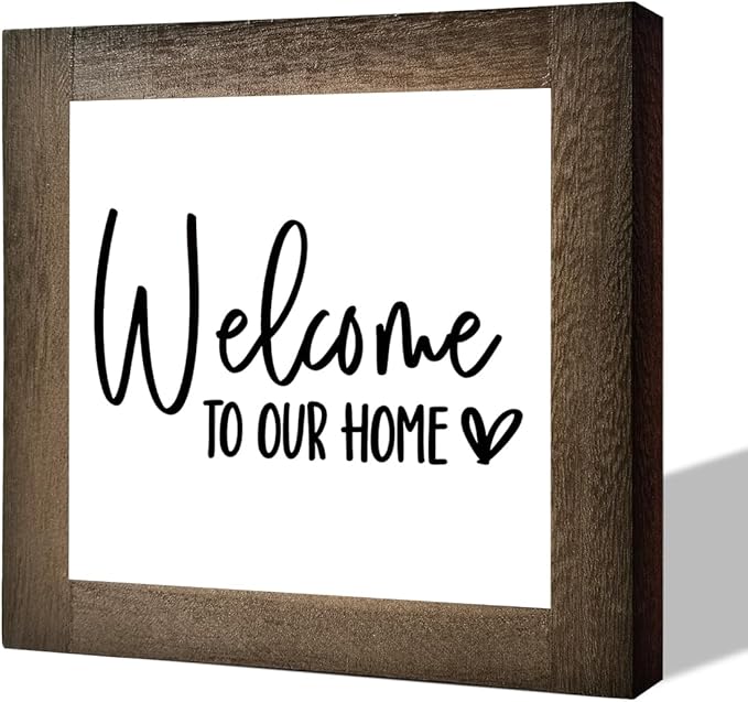 C2 Freestanding Welcome Sign for Home Entryway, Farmhouse Decor for Front Door, Porch & Tabletop Housewarming Decor