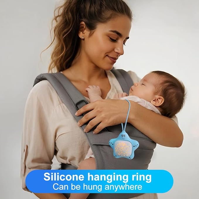 Portable White Noise Machine for Travel | Rechargeable Baby Sleep Aid with Soothing Star Projector & Calming Sound Music, Ideal for Nursery, Car, Crib On-The-Go
