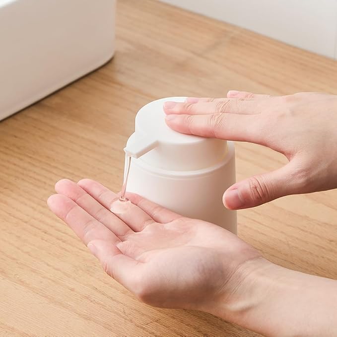 YAUKPH Matte Cream White Liquid Hand Soap Dispenser Plastic 11 oz - Modern Minimalist Style for Bathroom & Kitchen Countertop Refillable