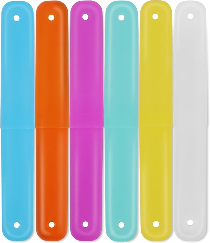 Cllayees 6 Pcs Travel Toothbrush Case Holder, Breathable Portable Toothbrush Container, Multiple Color Clear Toothbrush Holder for Home Trip Camping