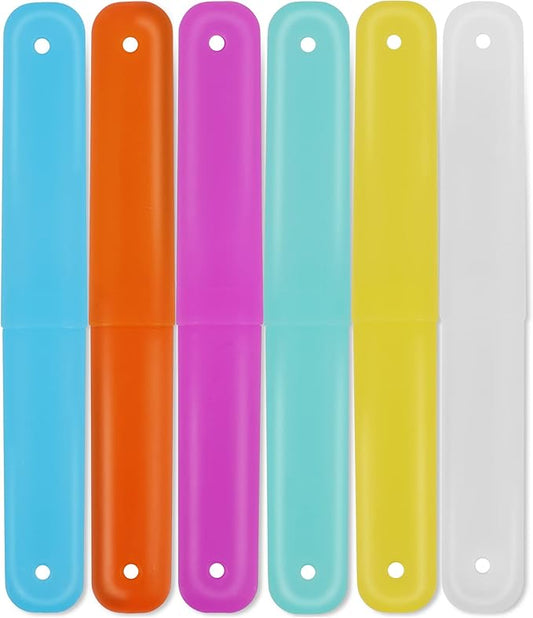 Cllayees 6 Pcs Travel Toothbrush Case Holder, Breathable Portable Toothbrush Container, Multiple Color Clear Toothbrush Holder for Home Trip Camping