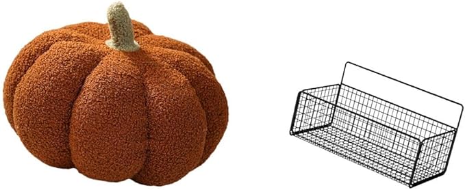 Fenteer Halloween Pumpkin Storage Basket Iron Organizer Decorative Cushion Wire Hanging Container Suitable for Living Room Bedroom Bathroom