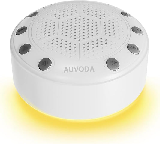 S318 White Noise Machine, Portable Sound Machine for Sleep with Bluetooth, 25 Non-Looping Sounds, 11-Color Night Light, Memory & Timer, USB-C Powered, for Baby Kids Adults Home Office Travel