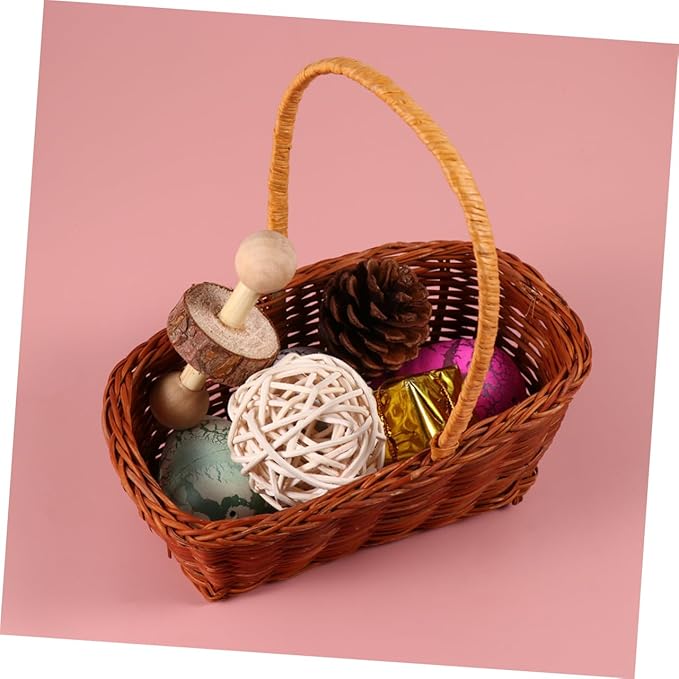 Luxshiny 2pcs Rectangular Easter Basket Mini Storage Holder Handle for and Storage for Home and Kindergarten Decoration