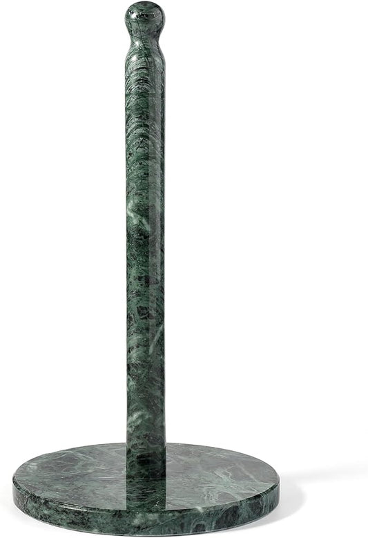 Koville Italian Natural Marble Paper Towel Holder Countertop, Genuine Stone Paper Towel Holder Stand for Kitchen Storage, for Standard or Jumbo-Sized Rolls(Alpi Green)