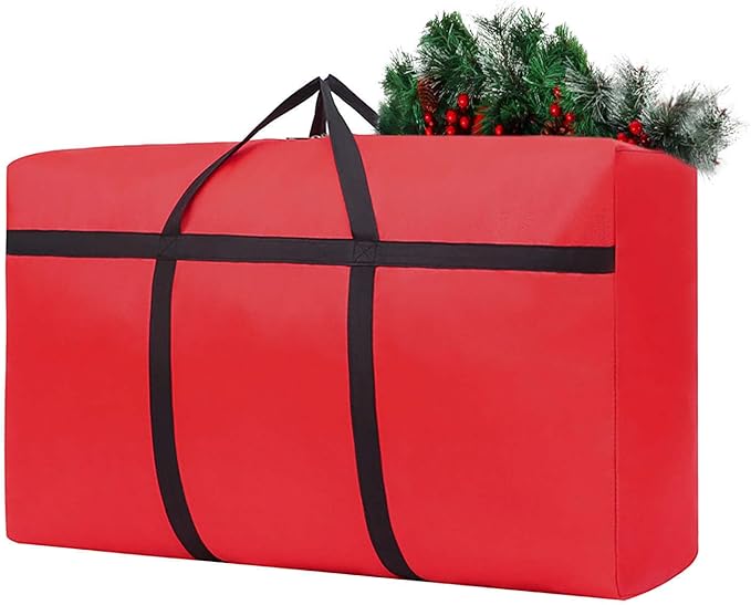 Small Christmas Tree Storage Bag for 4ft Artificial Disassembled Holiday Tree Heavy Duty Xmas Tree Storage Container with Reinforced Handles and Dual Zippers Waterproof Artificial Tree Saver Bag (Red)