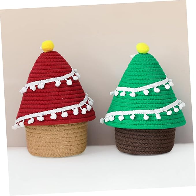 SOLUSTRE Cartoon Christmas Tree Storage Basket Thread Decorative Organizer for Toys and Sundries for Holiday and Everyday Use Lightweight and Stylish Design