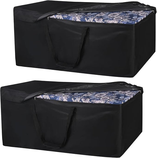 NettyPro Patio Cushion Storage Bags 2 Pack Water-Resistant Extra Large Bag for Outdoor Cushions Heavy Duty Patio Furniture Storage Bag 65 Inch, Black