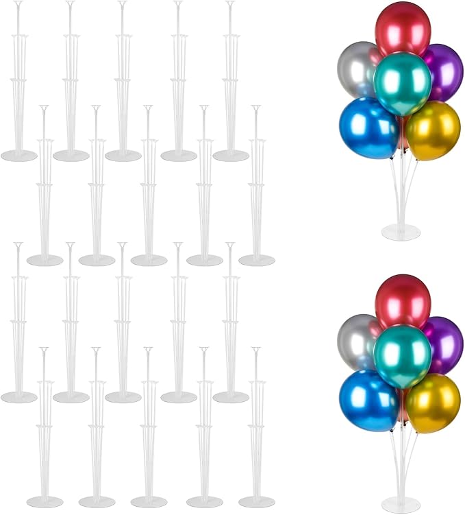 Voircoloria 20 Sets Balloon Stand Kits, Balloon Sticks Holder with Base for Table Graduation Birthday Baby Shower Gender Reveal Party Decorations