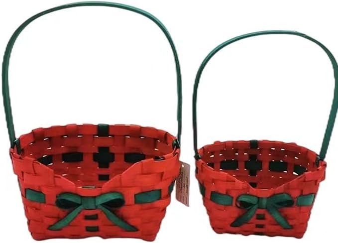 Basket Storage Basket with Basket Creative Multipurpose Ornament Woven Basket Party Favor Basket, Red with Clear Bag