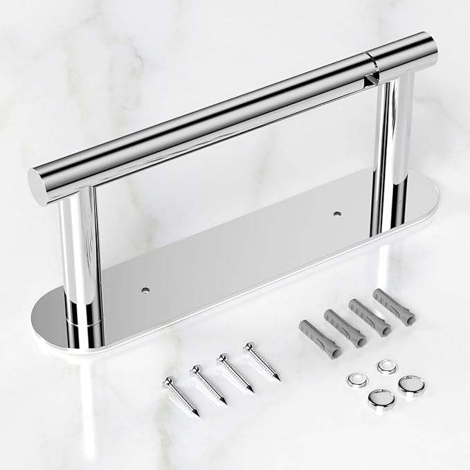 HITSLAM Chrome Toilet Paper Holder, SUS304 Stainless Steel Bathroom Toilet Paper Roll Holder Wall Mounted and Self Adhesive, No Drill Tissue Holder Use for Washroom and Kitchen