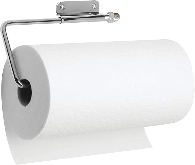 ARSUK Stainless Steel Paper Towel Holder – Wall Mounted or Under Cabinet – Rustproof Kitchen Roll Organizer for RV, Bathroom, Garage – Screws Included – 11.4 x 4.7 inch (Chrome)