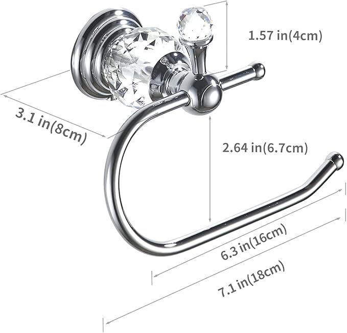 WOLIBEER Crystal Toilet Paper Holder, Polished Chrome Tissue Paper Holder Silver Bathroom Toilet Roll Hanger Wall Mounted Brass