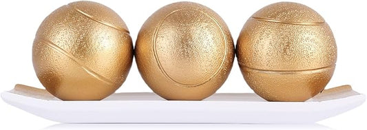 Small Decorative Tray and Orbs Balls Set,Gold Decorative Balls with Centerpiece Bowls for CoffeeTable,Living Room,TV Stand,Center Pieces Decoration for Table,Centro de Mesa de Comedor (White Gold)