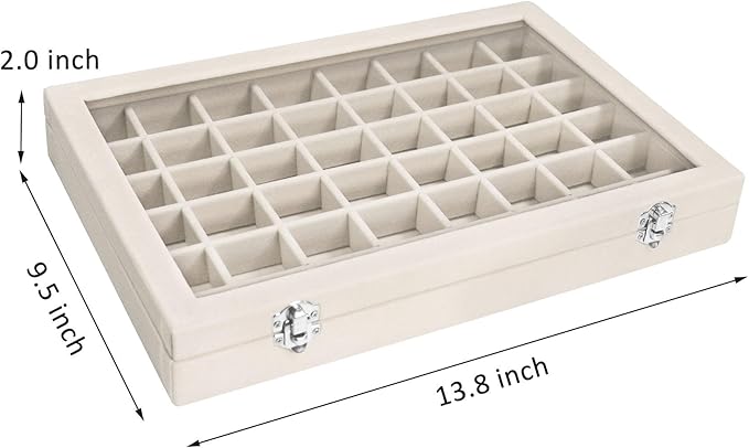 Vicoter Velvet Jewelry Tray 48 Compartments Jewelry Display Organizer with Transparent Cover Rings, Earrings, Necklaces, Pendants Storage Box for Girls, Wives, Mothers, Women