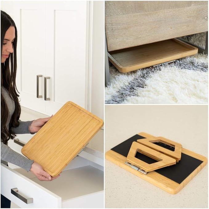 Shamrock Home Bamboo Trayble Couch Arm Table, Clip On Tray Sofa Table for Couches. Sofa Arm Tray for TV Dinners, Remotes, Drinks, Snacks and Small Spaces - 13.75 x 9.5inch, Beige
