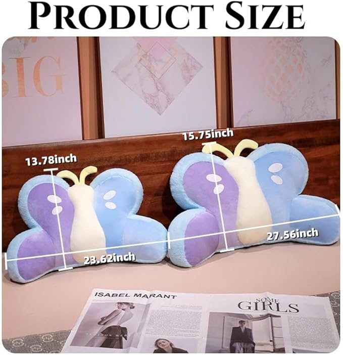 Cute Butterfly Reading Pillow Faux Fur Reading Pillow Back Rest Pillow with Arms TV Relax Sitting Pillow for Reading,Relaxing,Watching TV,Gaming