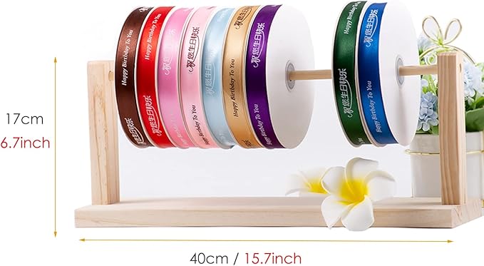 Free Standing Wooden Gift Wrapping Paper Storage Holder,Home Studio Ribbon Organizer Display Rack, Easy to Assemble(40x17cm)