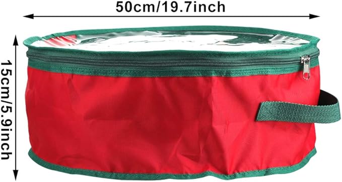 TITA-DONG 2Pcs Christmas Wreath Storage Bag,Portable Artificial Wreaths Organizer Container with Dual Zippered Transparent Window & Handles 20 Inch (20inch/2pcs)