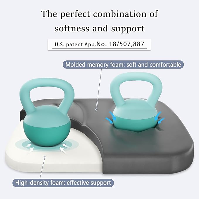 baibu Kitchen Chair Cushions Set of 6, Dual-Layer Patented Design Memory Foam Dining Chair Pads with Ties and Washable Cover, 6 Pack, 17" x 16" x 2", Blue